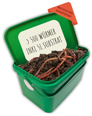 500 Kompostwürmer kaufen in 5L Kompoststarter Substrat - Eisenia Würmer produzieren Wurmhumus
