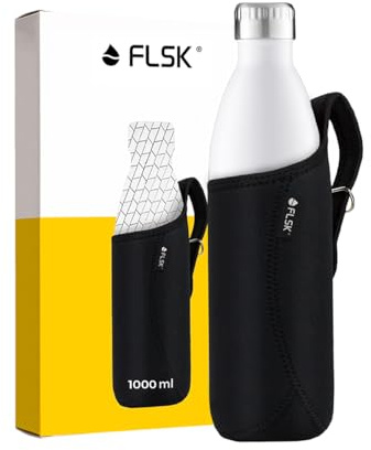 FLSK Neoprentasche für 1000 ml Isolierflaschen – Schwarz, Unisex, Neopren