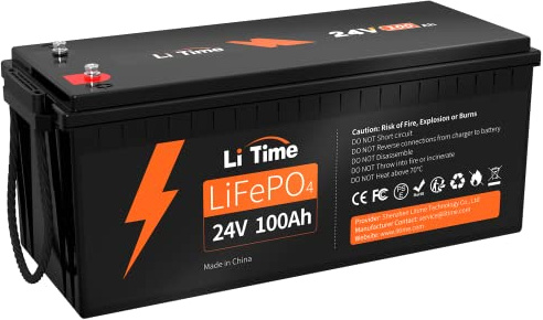LiTime LiFePO4 24V 100Ah Lithium Batterie Max. 2560W Leistung und Max. 15000 Zyklen, 10 Jahre Lebensdauer, Perfekt für Heimspeichersysteme, Wohnmobil, Marine, Solaranlage, Off-Grid