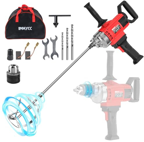 IMAYCC 3200W Rührwerk Elektrischer, 2-in-1 Multifunktionaler Mörtelrührer Bohrmischer, Betonmischer Mörtelmischer Ergonomisch Rührer Elektrisch Für Zementschlam Wood Walls Metal