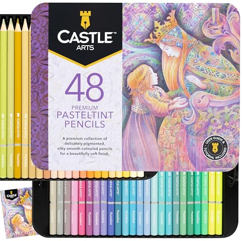 Castle Art Supplies 48 Pastellstifte-Set für Erwachsene - Sanfte Töne | Farben in sanften, satten Tönen für professionelle und erfahrene Künstler - geordnet in einer Präsentationsbox aus Blech