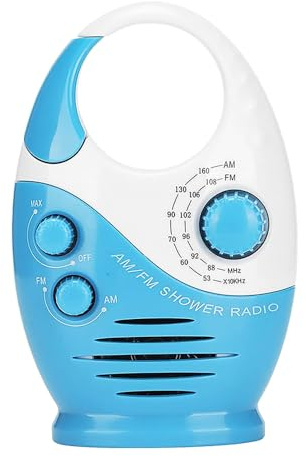 Sarini Wasserdichtes Duschradio,tragbares AM-FM-Radio mit Hakendesign,eingebauter Lautsprecher,geeignet für Badezimmer,Küche und Außenbereich
