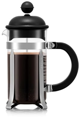 Bodum Caffettiera French Press Schwarz – 350ml / 3 Tassen Kaffeebereiter – Borosilikatglas – Edelstahlfilter – BPA-frei & spülmaschinengeeignet – Made in Portugal