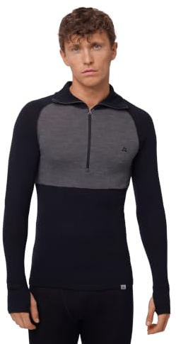 DANISH ENDURANCE Merino Half Zip Funktionsshirt Herren, 180 g/m² | Merino Half Zip Shirt, Thermounterwäsche, Warm, Atmungsaktiv & Geruchshemmend, für Wandern, Skifahren & Outdoor-Aktivitäten