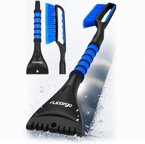 LICARGO Eiskratzer Auto mit Besen 67cm - Teilbares Stecksystem - stabil & wackelfrei - kratzerfrei & lackschonend Schneebesen Auto - Rutschfester Griff, kompakt verstaubar - Scheibenkratzer PKW & SUV