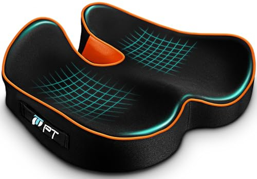 PTylo Sitzkissen - Komfortables Sitzkissen für Bürostühle, Autositze, Rollstuhl, Gamingstuhl, Komfortable Unterstützung für langes Sitzen, atmungsaktiv mit Rutschfester Unterseite (Schwarz)