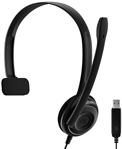 EPOS PC7 USB Mono-Headset für PC & Mac - Leichtes kabelgebundenes On-Ear-Headset, Mikrofon mit Geräuschunterdrückung, USB Plug-and-Play, Kristallklarer Klang, für Büroanrufe, Business, Online-Meetings
