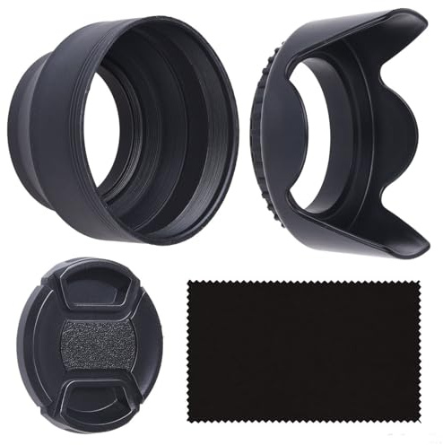 55mm 2 Kamera Objektiv Sonnenblenden + 1 Objektivkappe - Gummi (Zusammenklappbar) + Tulpe Blume - Reduziert Objektiv Flare und Blendung - Blöcke überschüssiges Sonnenlicht für verbesserte Fotografie