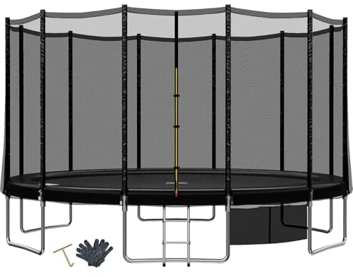 TRIUMPHKEY Trampolin Outdoor Kinder Ø 183/228cm,– Gartentrampolin mit Sicherheitsnetz, Leiter & Randabdeckung – Kindertrampolin Indoor & Outdoor