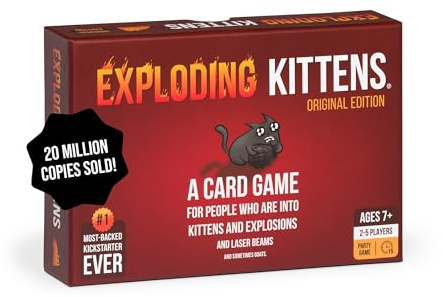 Exploding Kittens Original Edition, 2-5 Players, Ages 7+ Card Game | Draw cards, betray your friends, and try not to explode! Great for family game nights, parties, travel, quick 15-minute play