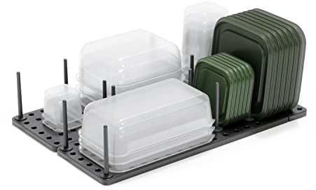 Umbra Peggy Organizer für Kochgeschirr, Töpfe, Pfannen, Deckel, Schneidebretter, Aufbewahrungsbehälter und Mehr, Grau