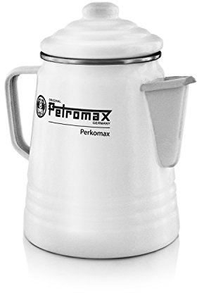 Petromax Perkomax Perkolator, Kaffee & Teekanne, emailliert, 9 Tassen, für Camping & Herd - 1,5 Liter weiß