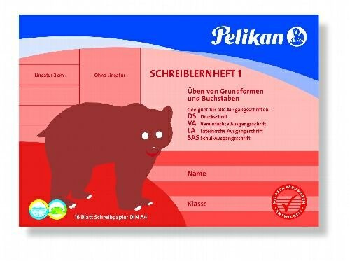 Pelikan Schreiblernheft 1 A4, quer, 16 Blatt