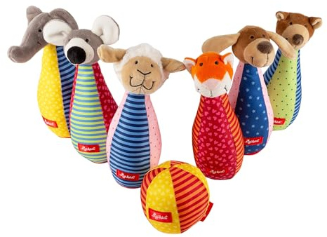 sigikid Baby Bowling Kegelspiel Baby- & Kleinkindspielzeug Motorikspielzeug Rasseln & Greiflinge PlayQ Aktivitätsspielzeug Mädchen und Jungen ab 3 Monaten, waschbar