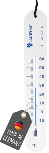 Lantelme Poolthermometer sinkend mit Schnur Temperatur -15°C bis +60°C | Analog Thermometer in Weiß für Schwimmbad Whirlpool Pool Teich | Präzise Wasser Temperaturmessung und Überwachung in der Tiefe