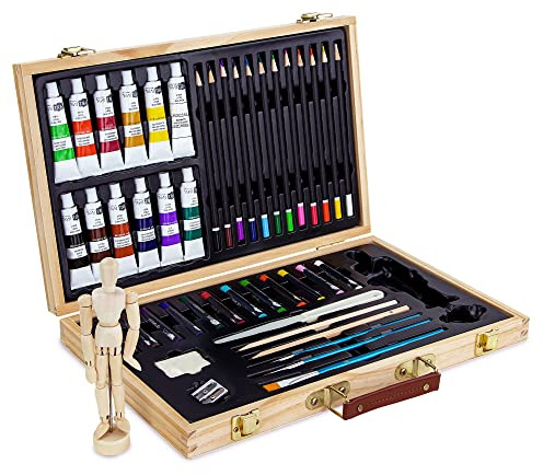 Artina Leonardo Malset Malset 45-teilig - Acrylfarbe, Buntstifte, Ölpastelle, Pinsel, Spachtel