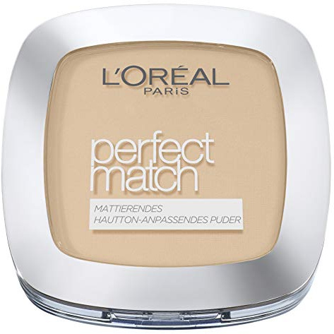 L'Oréal Paris Puder Make up, Mattierendes Kompaktpuder mit LSF 8, Inkl. Spiegel und Schwamm, Perfect Match Puder, Nr. 4.N Beige, 9 g