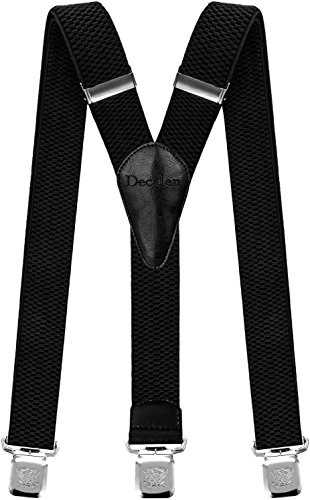 Decalen Hosenträger für Herren breit extra starken Clips Y Form Lang Eine Größe Passt Alle Männer und Damen (Schwarz)