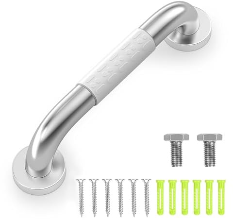 Oderra 30 cm Haltegriffe Für Senioren, Edelstahl Rutschfest Badewannengriff, Badezimmer Haltegriff Duschgriffe für Wandmontage WC, Griff Dusche Mit Leuchtkreisen