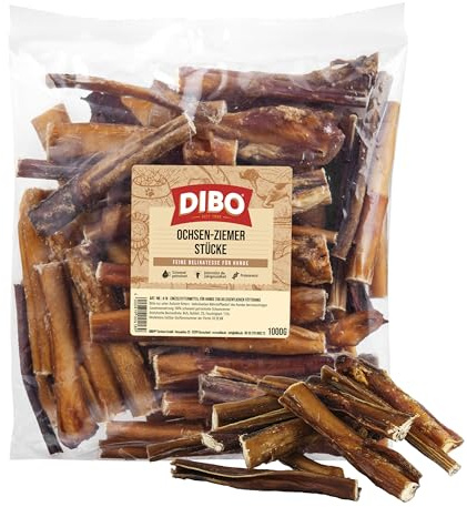 DIBO Ochsen-Ziemer, 12cm, 1.000g-Beutel, Naturkau-Snack oder Leckerli für Zwischendurch, Hundefutter, Qualitätskauartikel ohne Chemie 1 kg