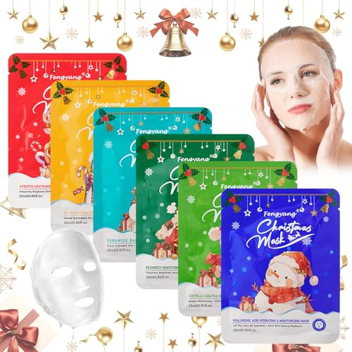 Fengyang® Feuchtigkeitsmasken-Set, Weihnachts-Serie Gesichtsmasken, Gesichtsmaske Mit Hyaluronsäure, Ölkontrolle, Feuchtigkeitsspendend, Pflegend