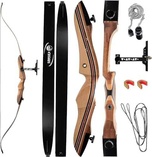 KESHES Recurvebogen & Pfeil - 62" für Jugendliche & Erwachsene, 15-60lb Zuggewicht, Rechts- & Linkshänder, Bogenschießset Bogensehne Pfeilablage Stringer Tool Sight