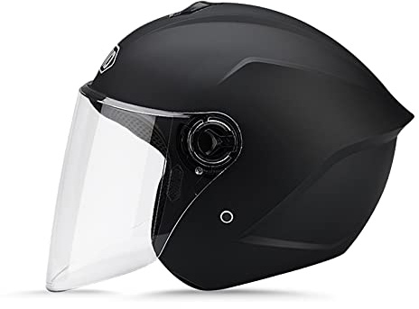 LIONCIANO Motorradhelm Mit Schutzbrille, Jethelm Roller-Helm Scooter-Helm Moped Mofa-Helm, Hat Den Verkehrssicherheitstest Bestanden, Um Die Kopfsicherheit Wirksam Zu Schützen(Matt-schwarz)