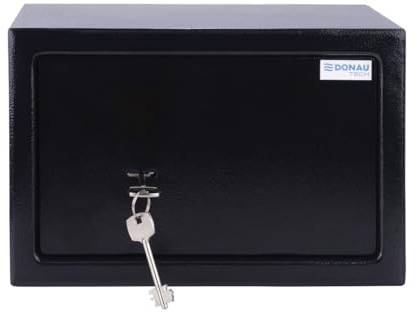 DONAU TECH Tresor Möbeltresor 8,5 L / 31 x 20 x 20 cm/Manuell Safe Möbeltresor/Safe Geldschrank Boden-Wandtresor Wandsafe ink. 2 x Schlüssel/Schwarz
