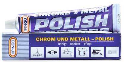 PINGO Polierpaste - Universelle Chrompolitur & Edelstahl-Politur für Auto & Haushalt - Effektive Reinigung, Pflege & Rostschutz - Hochglanz für Metall, Chrom & Aluminium - 75ml