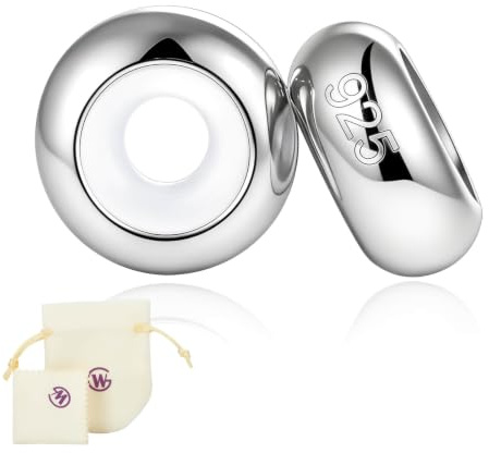 GW Charms Stopper 925 Sterling Silber für Armband Halskette 3mm für Damen | Spacer mit Gummi, 925er Bead Charm für Anhänger Halskette 3mm
