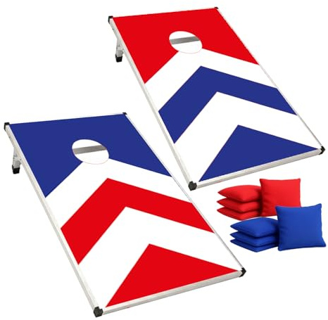 Offizielles Cornhole aus Aluminium – 90×60 cm – Leichte & Robuste Platten + 8 Säcke – Komplettes Set mit Tragetasche – Robustes Wurfspiel für draußen, Garten, Events – Original Corner