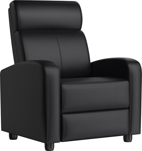 Yaheetech Relaxsessel Fernsehsessel Ruhesessel Liegesessel mit Liege-Funktion Polstersessel Kunstleder verstellbar Einzelliegesessel Wohnzimmer Schlafzimmer Heimkino Schwarz