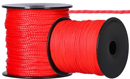 ToolSpace Maurerschnur Bauschnur - 100m x 1.6 mm - Rot - Polypropylen-Seide - Richtschnur - Lotschnur - Stärke Pflasterschnur - langlebig & reißfest - Maurerschnur für Wasserwaage