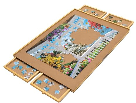 Bits and Pieces Jumbo-Puzzle in voller Größe, Glatte Platte, Holzfaserplatten, Arbeitsfläche, Vier verschiebbare Schubladen zum Beenden Dieses Puzzlesystems