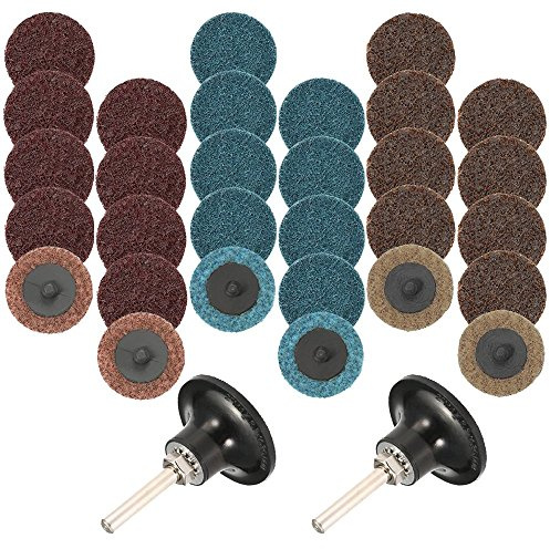 Schleifscheiben-Set, fein, mittelgroß, grob, 50mm, mit 2 Stück 1/4 Zoll Padhalterschaft, AFUNTA Oberflächenbehandlung Scheiben für Oberflächenvorbereitung, Schleifen, Polier-Finish, Fräsrost, 30 Stück