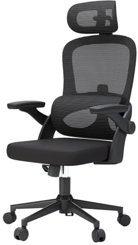 SIHOO M102C Bürostuhl Ergonomisch Schreibtischstuhl, Drehstuhl mit 3D-Armlehnen, Hohe Rückenlehne Lendenwirbelstütze Nach Oben und Unten, Höhenverstellung und Wippfunktion Schwarz