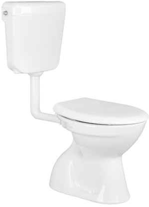 Belvit Stand WC mit Spülkasten komplett, Toilette mit Spülkasten komplett, Tiefspüler, WC Set komplett, Abgang senkrecht, Softclose Deckel, WC-Deckel, Toilettenschüssel Keramik, weiß