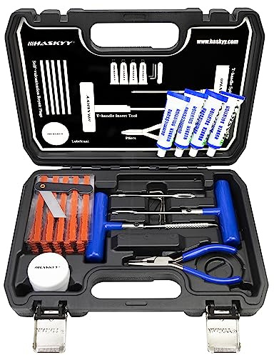 HASKYY 47 TLG PR Flickzeug Profi Reifenreparatur Set PKW Pannenset Vulkanisier Streifen Motorrad