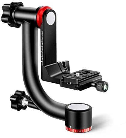 NEEWER Gimbal Stativkopf Professionelle Hochleistungs Aluminiumlegierung mit Arca Schnellwechselplatte, GM101 unterstützt reibungslosere 360 Grad Panoramaaufnahmen für DSLR Kameras bis zu 13,6kg