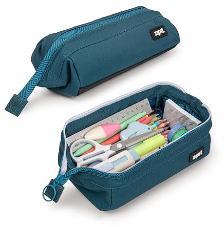 ZIPIT Lenny Federmäppchen, Großes Mäppchen für Schule und Büro, Etui mit breiter Öffnung, Federmappe Blaugrün