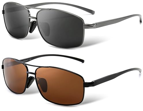 SUNGAIT Ultraleichte Rechteckig Sonnenbrille Herren Polarisierte UV400-Schutz CAT 3