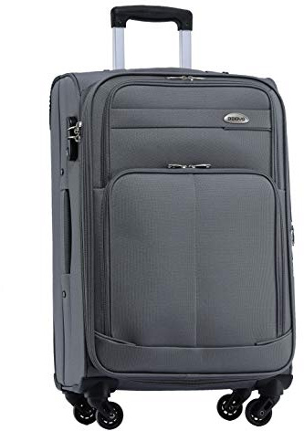 BEIBYE Leichter Stoffkoffer Kofferset Trolley Außentaschen Dehungsfuge mehr Stauraum mit Zahlenschloss (Grau, M-Handgepäck-54cm)