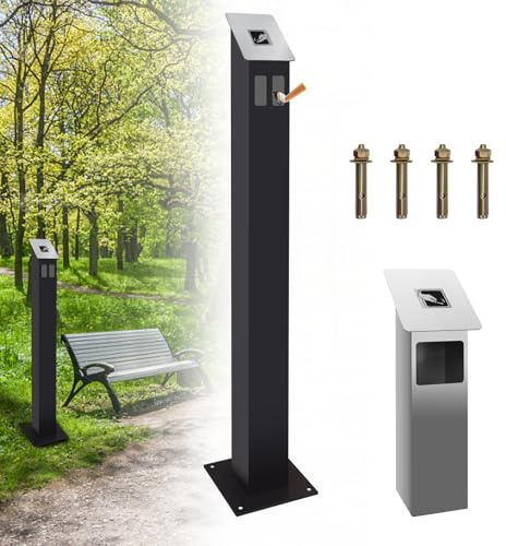 Standaschenbecher Edelstahl groß für draußen,Aschenbecher mit Mülleimer für Draussen,Standascher und Mülleimer in einem,Aschersäule für Terrasse Hotels Cafés Büros Restaurants Bars(Anthrazit)