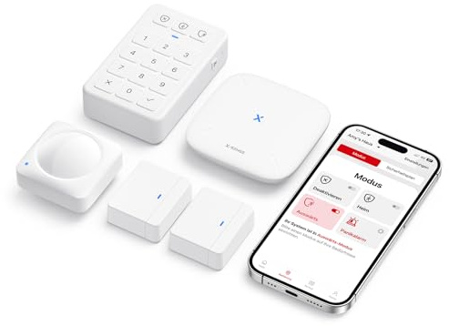 X-Sense Alarmanlage Haus & Wohnung AS05, WLAN Türalarm und Fensteralarm mit App, Smart Alarm-Set mit Türsensor und Fenstersensor, Bewegungsmelder, Home Keypad mit Paniktaste, Funktioniert mit Alexa