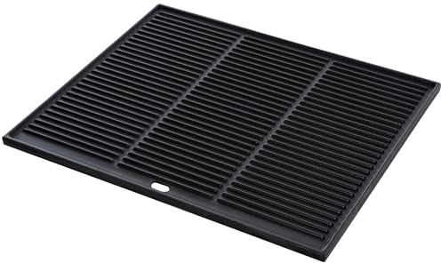 CLP Gusseiserne Grillplatte emailliert I Wendeplatte für Gasgrill, Kohlegrill und Elektrogrill I Korrosionsbeständiges Gusseisen, Farbe:anthrazit, Größe:48.5x40 cm