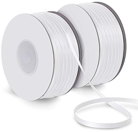 ABSOFINE Satinband Doppelsatinband weiß 3mm 150M Schleifenband Geschenkband Hochzeit Dekoband Geschenkband Antennenband