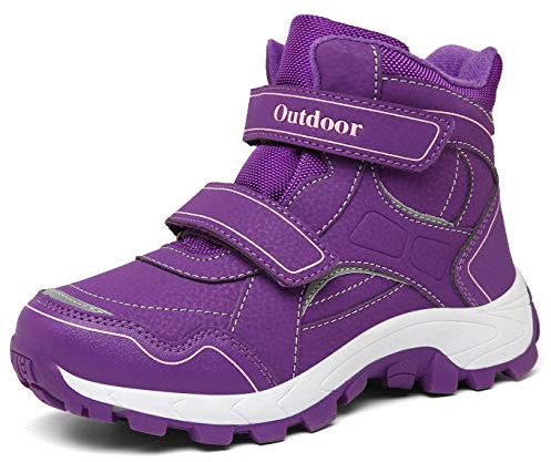 ZYLDK Kinder Winterschuhe Warm Gefütterte Winterboots Outdoor Baumwollschuh | Mid Winterboots Jungen Mädchen Herbstschuhe Wasserabweisend Schneestiefel Rutschfest mit Klettverschluss