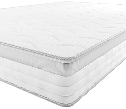 Amazon Basics Taschenfederkernmatratze mit 7 Zonen, Mittel Fest (H3), 90 x 200 x 21.5 cm, Weiß