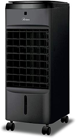 Ardes Penny Q-BLACK Verdunstungskühler 60W mit Automatischer Oszillation, 3 Geschwindigkeiten, Timer 7,5 h, mando, Digitales LED-Panel, Touch-Bedienung, 4 L Tank und Rollen