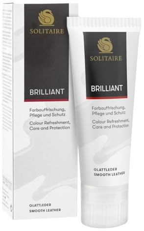 SOLITAIRE Brilliant Schuhcreme Farblos, mit Farbauffrischung für Glattleder und intensive Pflege und leichte Imprägnierung für Schuhe, Taschen, Kleidung, mit Schwammaufträger, 75ml
